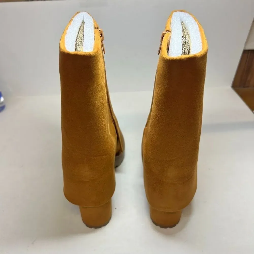 INC Womens 8.5 M Cognac Brown Acelina Cuff High Heel Platform Boots DISPLAY QJ1